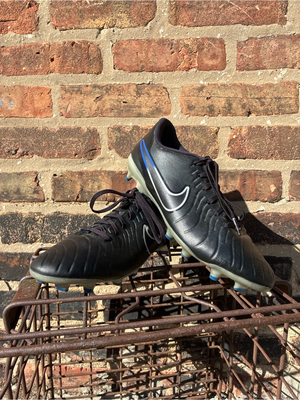 Nike Black Men's Soccer Cleats with Blue Accents